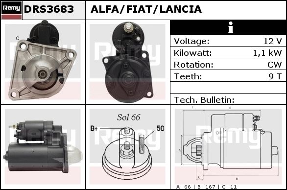 DELCO REMY Starter DRS3696